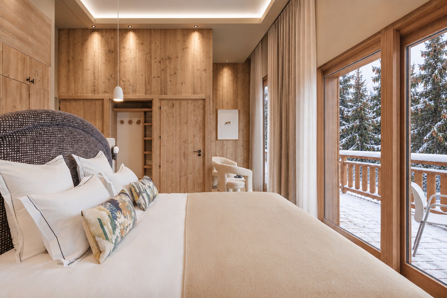 Chambre Deluxe de Bârma Courchevel et son balcon