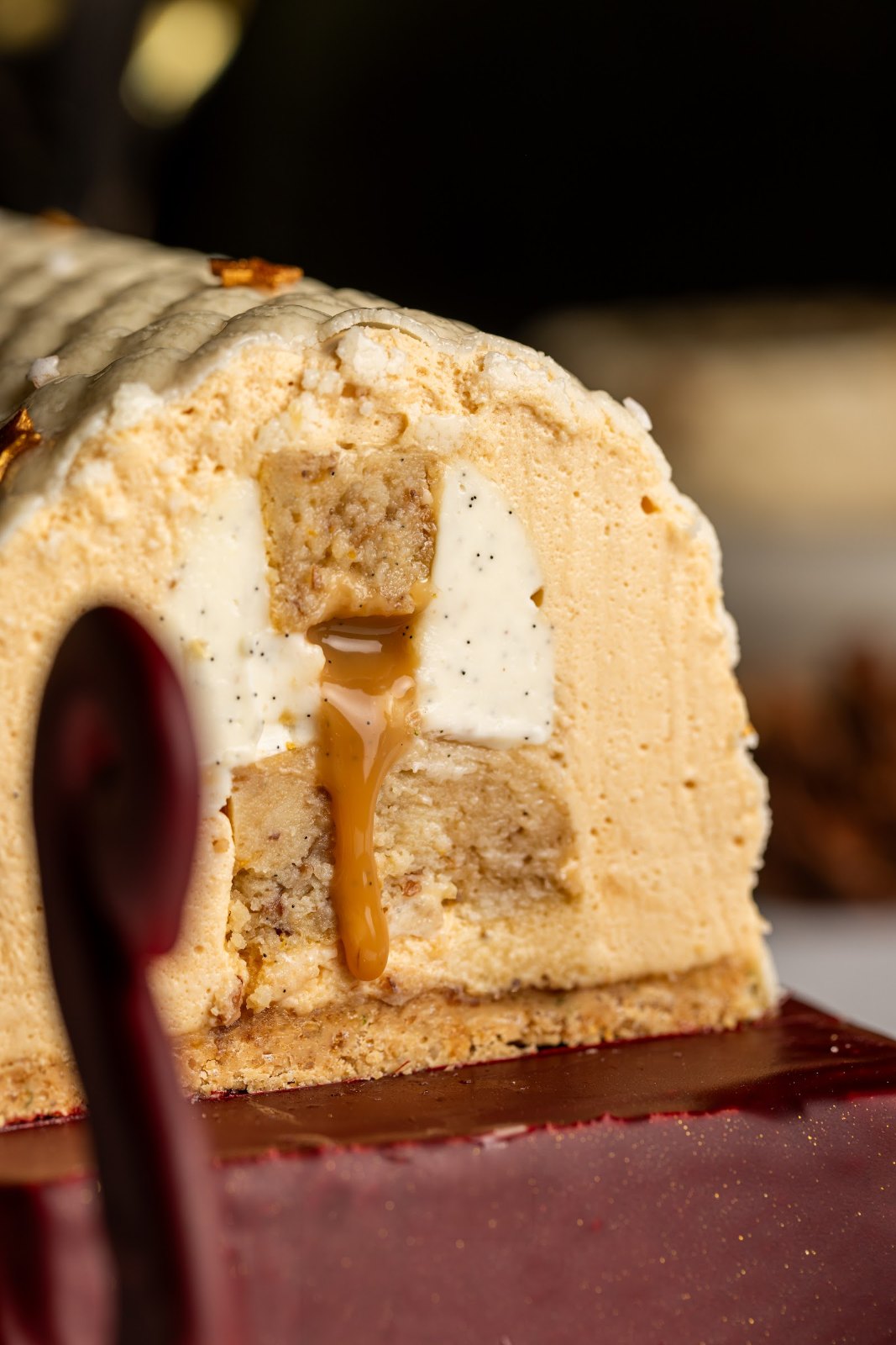 Coupe de la bûche « Retour du ski » : pudding, pain perdu, caramel vanille et mousse de brioche
