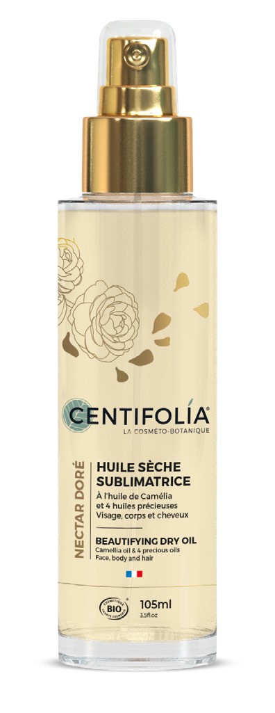 Huile sèche sublimatrice bio Centifolia, gamme Nectar Doré