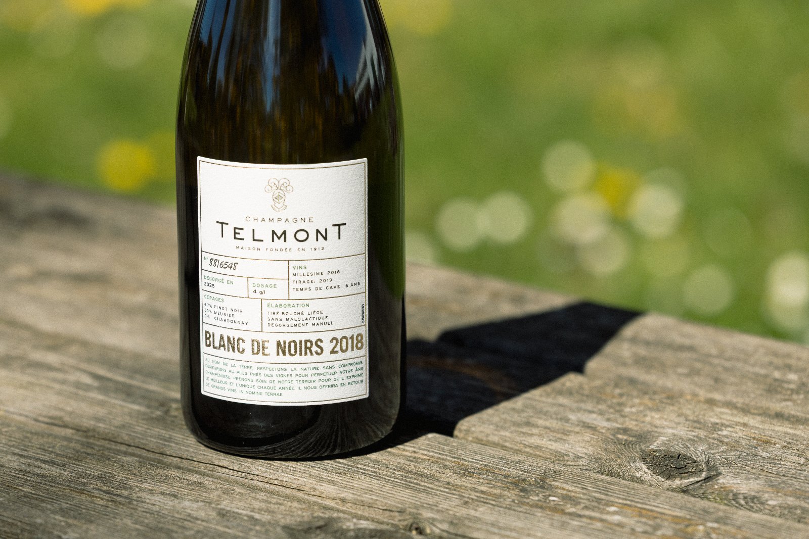 Étiquette du champagne Telmont Blanc de Noirs 2018 Extra-Brut