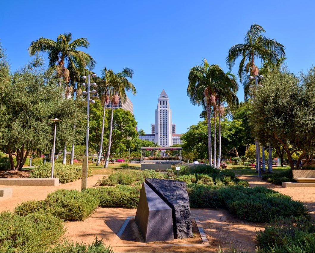 Grand Park et ses fontaines dans le centre-ville de Los Angeles