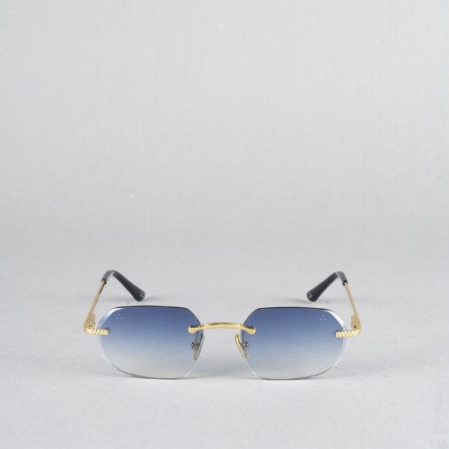Lunettes sans monture Cosmos Two d’IRON Paris, verres bleutés et branches dorées