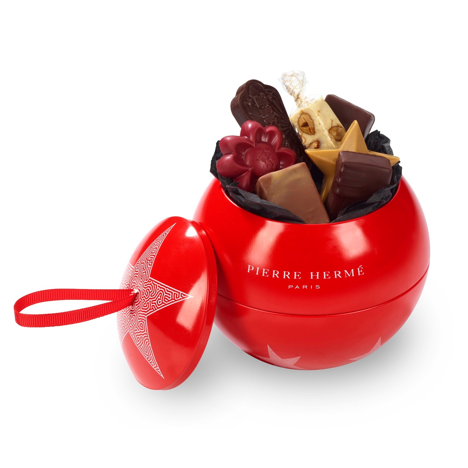 Boule de Noël rouge Pierre Hermé à suspendre au sapin